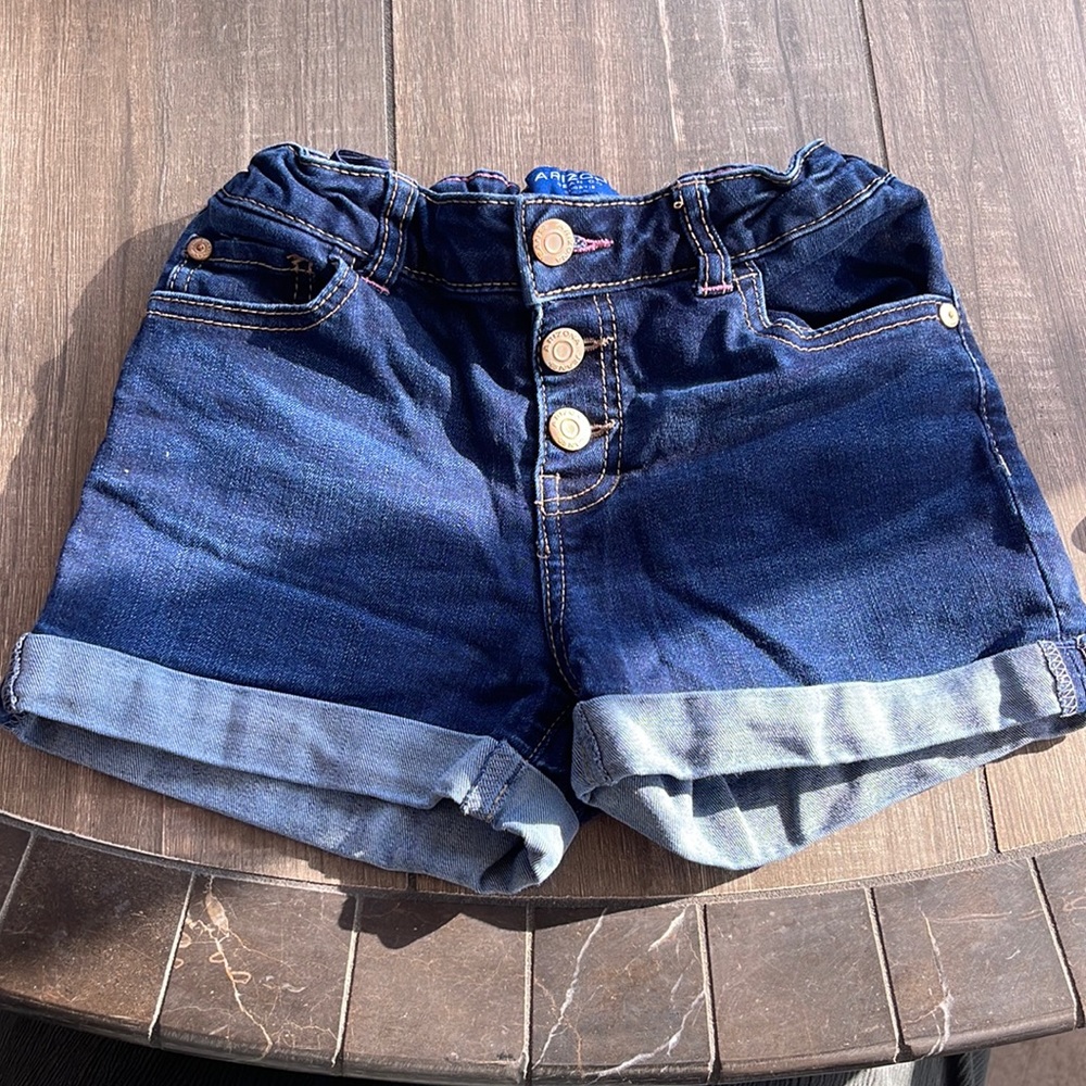 Arizona Jean Co Denim Shorts size 12 button front with rolled shorts.